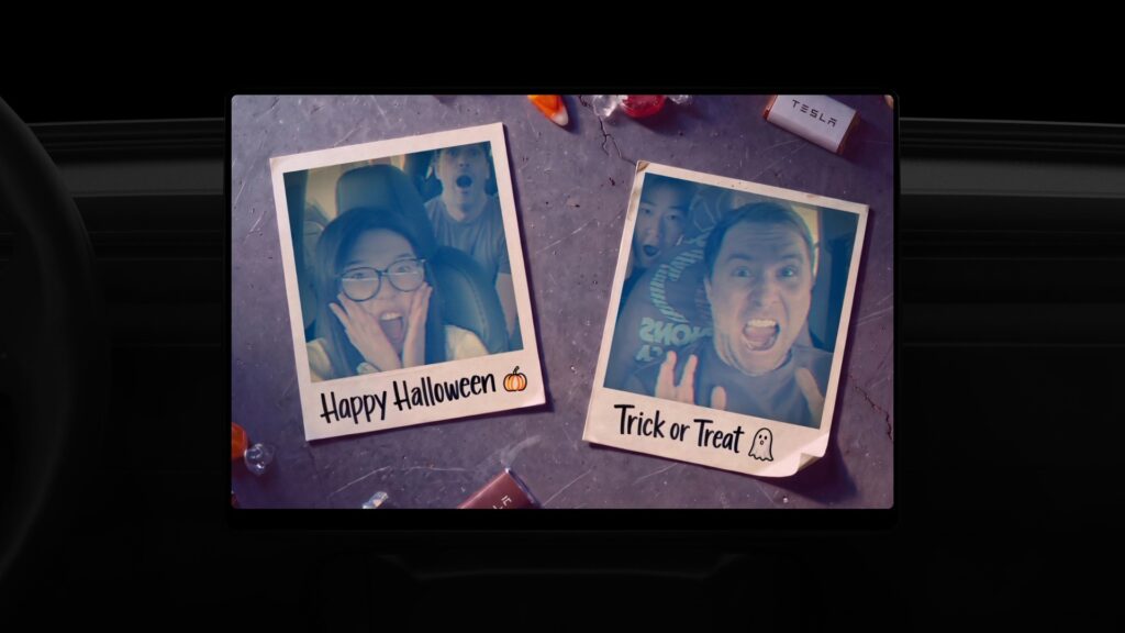 Tesla Photobooth in Halloween Mode with Happy Halloween and Trick or Treat photo frames