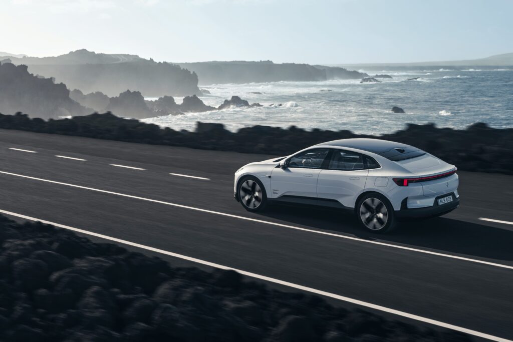 Polestar 4 electric SUV coupe for the U.S. market, rear three-quarter view