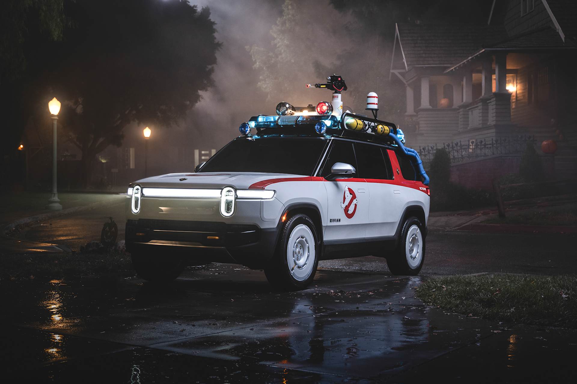 Rivian Ghostbusters Halloween Update Turns R1 and R2 Into Ecto-R1 and Ecto-R2 on October 9