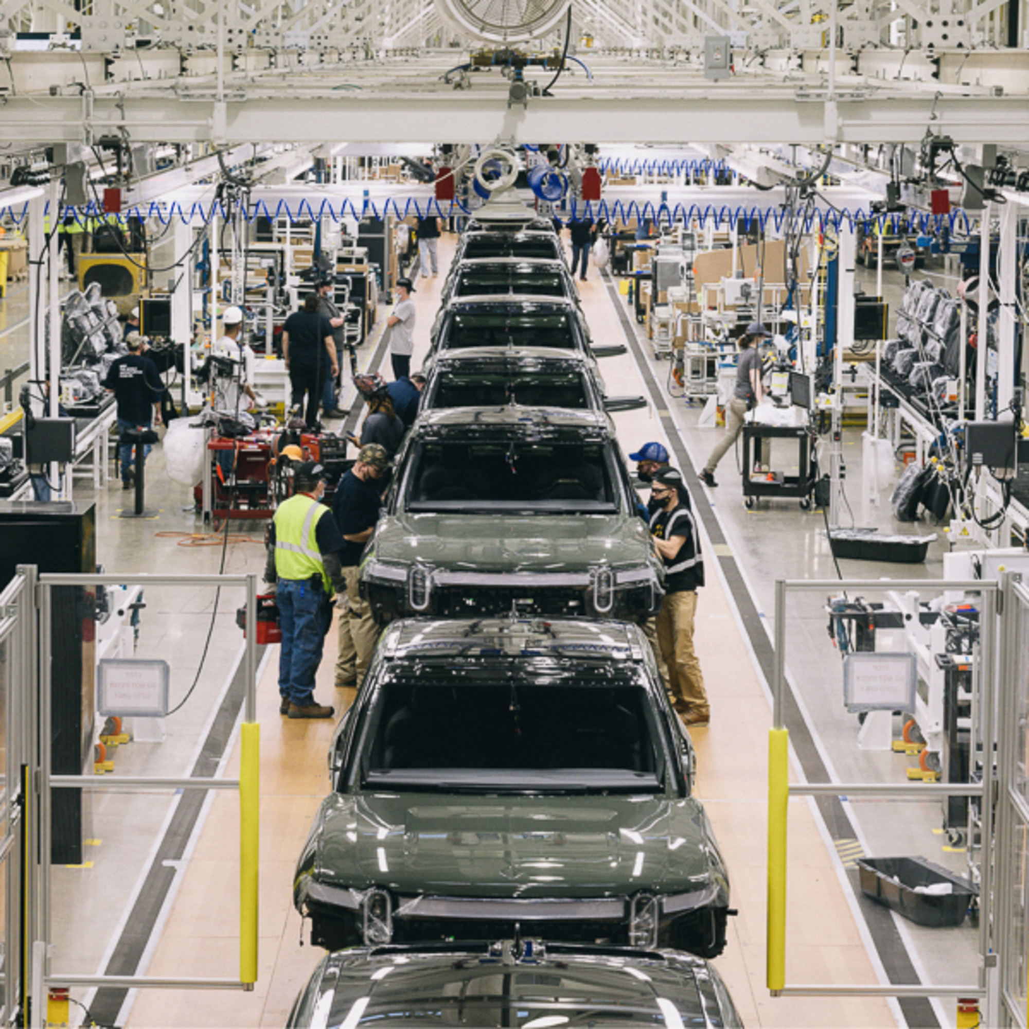 Rivian manufacturing facility production floor, official Rivian press photo