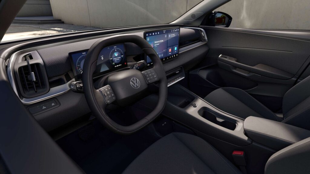 Volkswagen ID. Cross cockpit with digital driver display and 12.9-inch center touchscreen